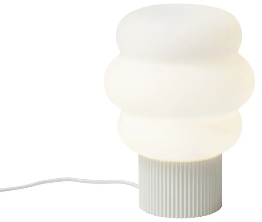 Candeeiro de Mesa Japandi Bege com Vidro Opalino 18cm - Miele Japandi