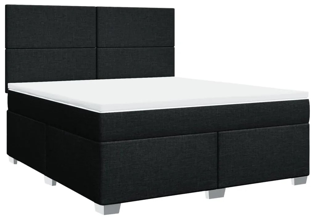 Cama com molas/colchão 180x200 cm tecido preto