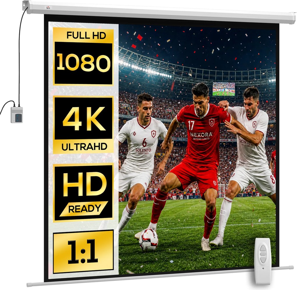 Tela de projeção 189,5 x 189,5 cm 233,7 cm 1:1 HD 4K Rolo-tela para cinema em casa para cinema em casa Apresentações de escritório