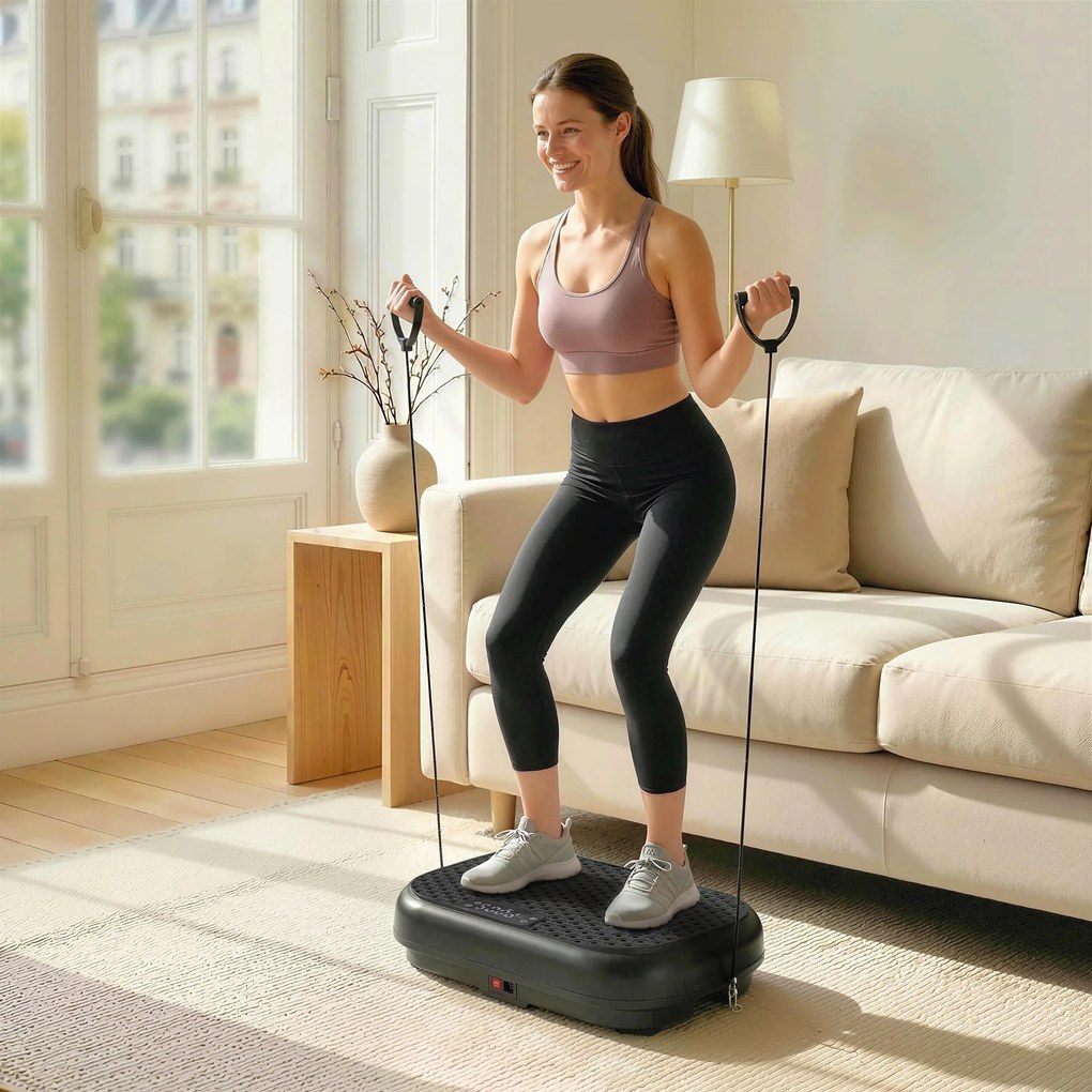 Plataforma Vibratória de Fitness, 48 x 32 x 12,5 cm, 120 Velocidades, Preta