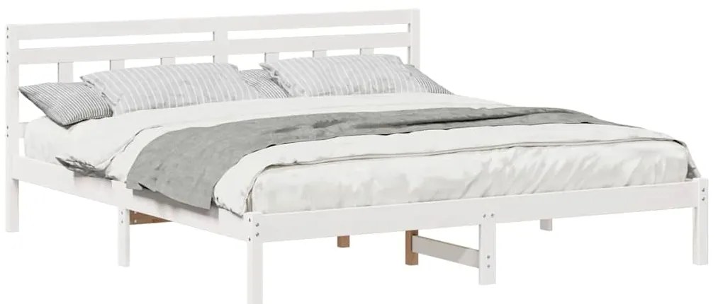 Estrutura da Cama Branco 180 x 200 cm Madeira de pinho maciça