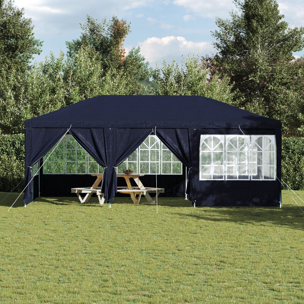 Tenda de Festa com 10 Laterais Azuis 6x4 m PE