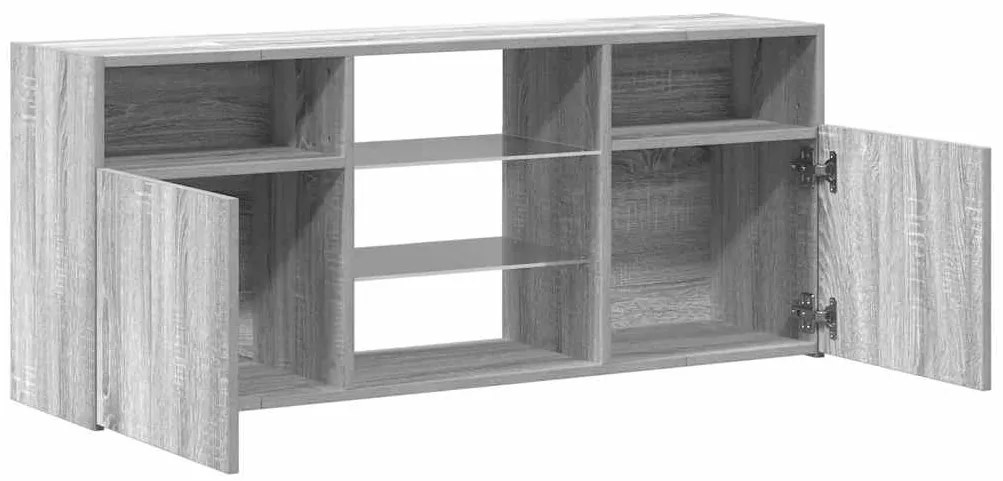 Móvel de TV com luzes LED 120x30x50 cm sonoma cinzento