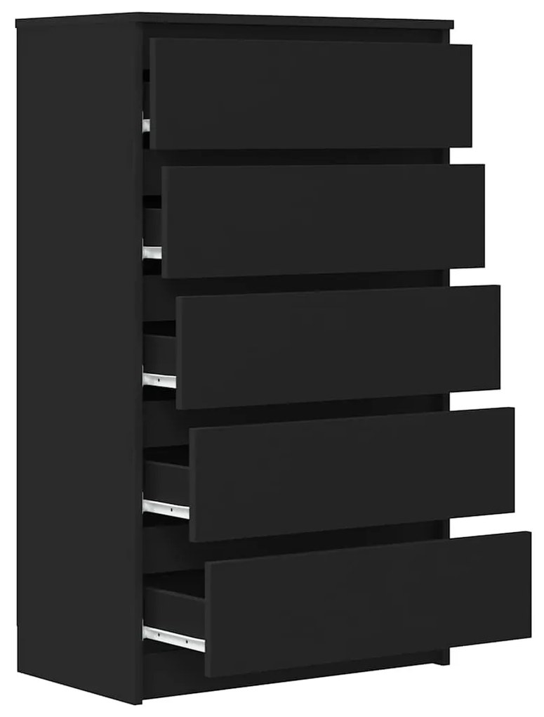 Armário de gavetas 60x36x103 cm derivados de madeira preto