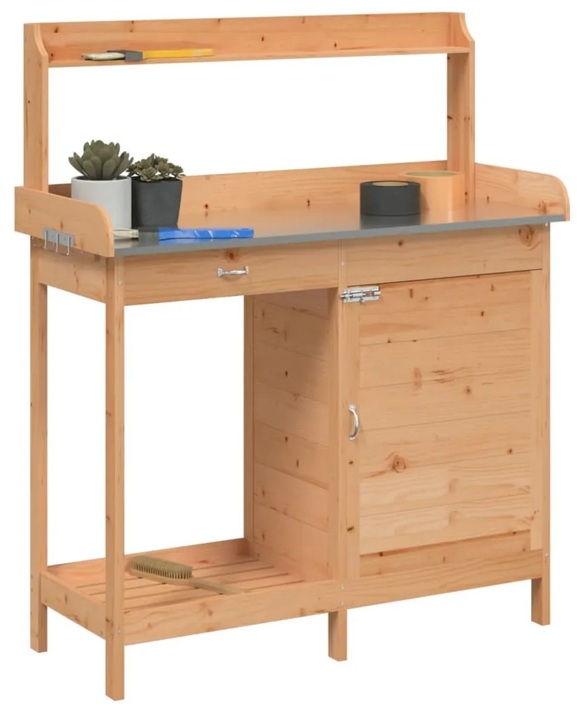 Mesa cultivo c/ armário 110,5x45x124,5 cm abeto maciço castanho