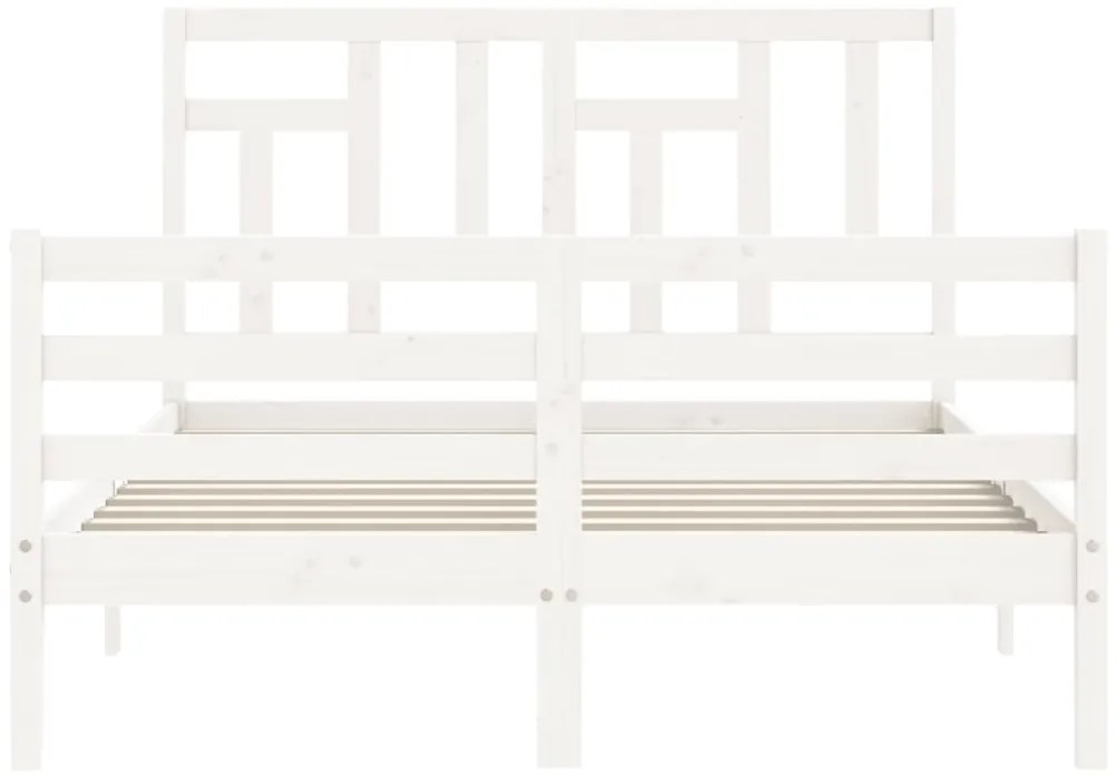 Estrutura de cama com cabeceira 140x200cm madeira maciça branco