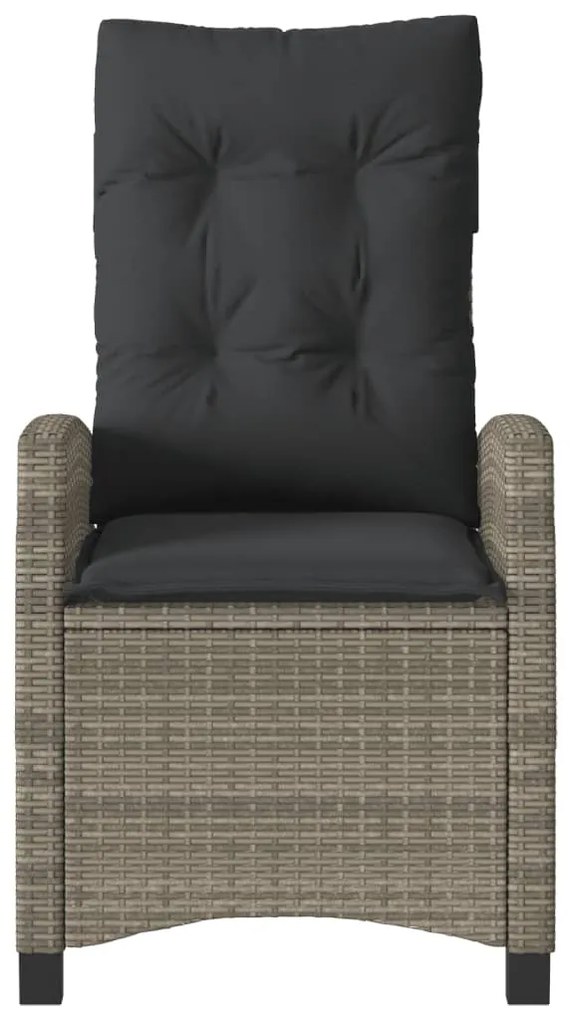 Cadeiras jardim reclináveis 2 pcs c/ almofadões vime PE cinza