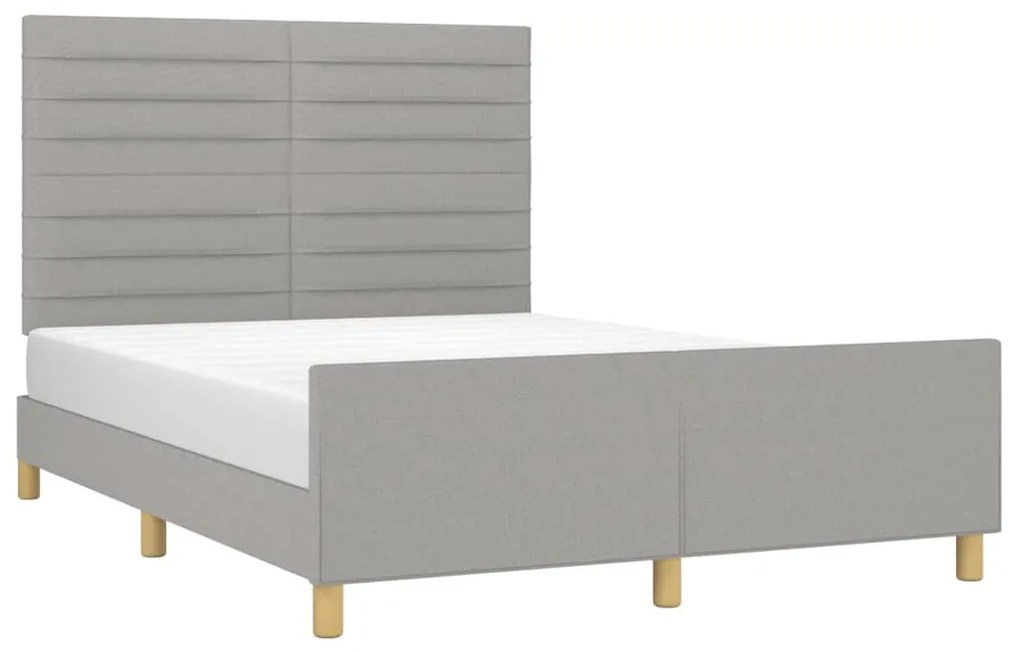 Estrutura de cama com cabeceira 140x200 cm tecido cinza-claro