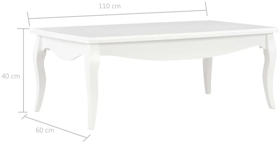 Mesa de centro 110x60x40 cm madeira de pinho maciça branco