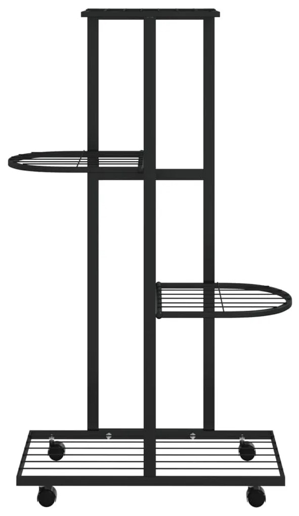 Suporte vasos c/ 4 prateleiras e rodas 44x23x80 cm ferro preto