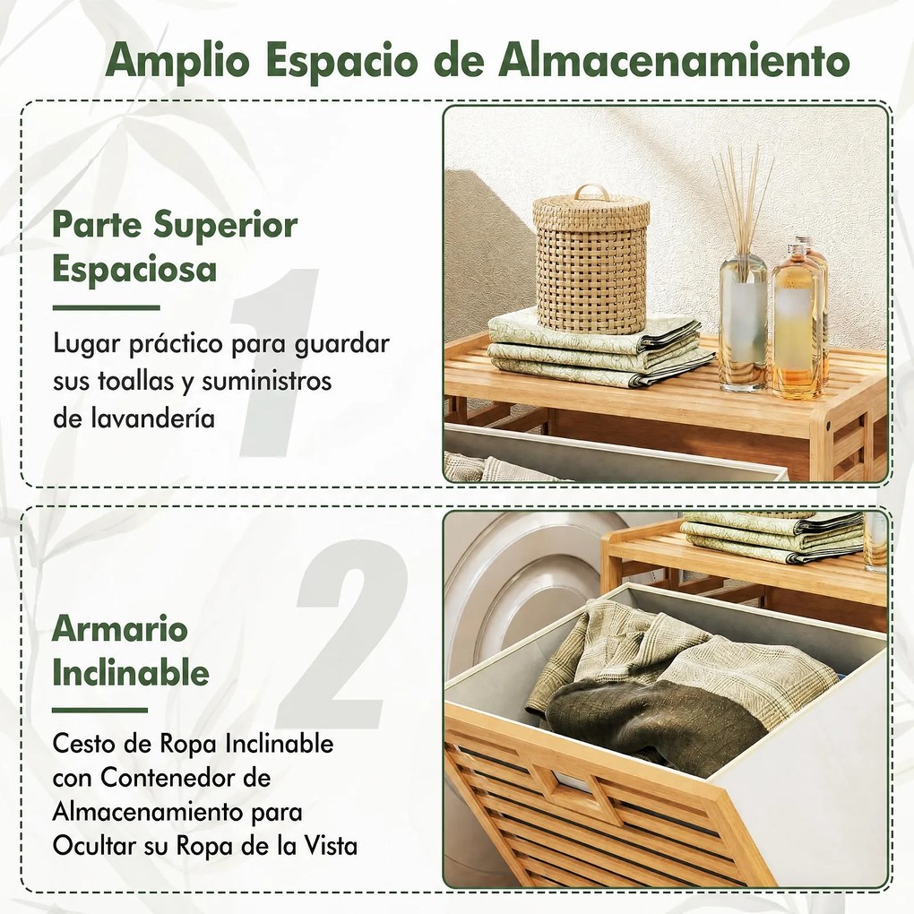 Cesto para Roupa Suja, 50 x 35 x 64 cm, Abertura Frontal, Cor Nogueira