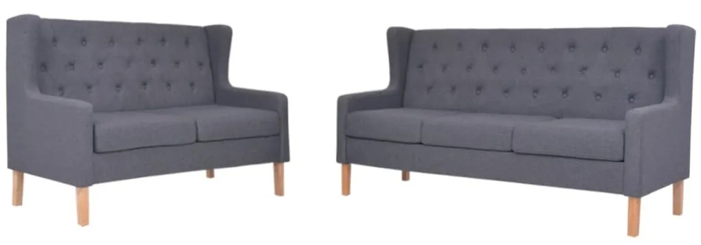 274934 vidaXL Conjunto de sofás 2 pcs tecido cinzento