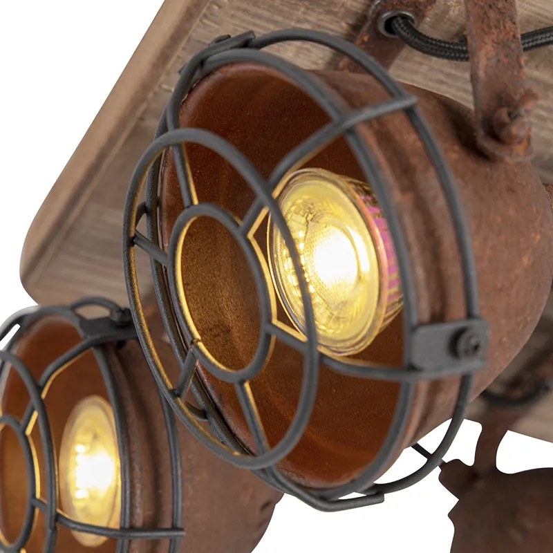 LED Foco Inteligente Castanho Ferrugem com Madeira Incl. 4 WiFi GU10 - Gina Industrial