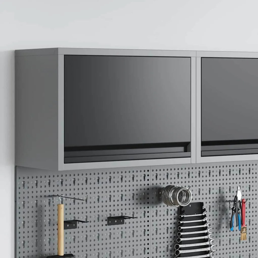 vidaXL Gabinete de Ferramentas Preto e cinzento 50 x 25 x 35 cm