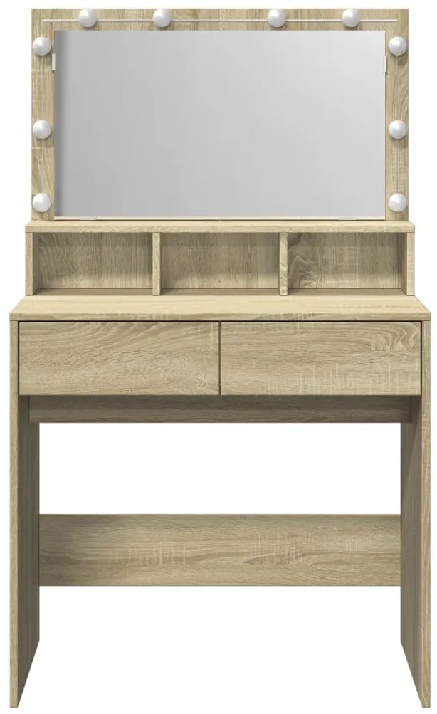 Toucador com LED 80x41x134,5 cm carvalho sonoma