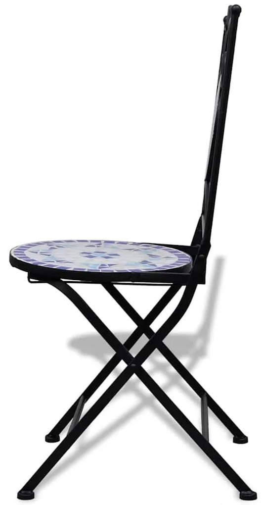 Cadeiras de bistrô dobráveis 2 pcs cerâmica azul e branco