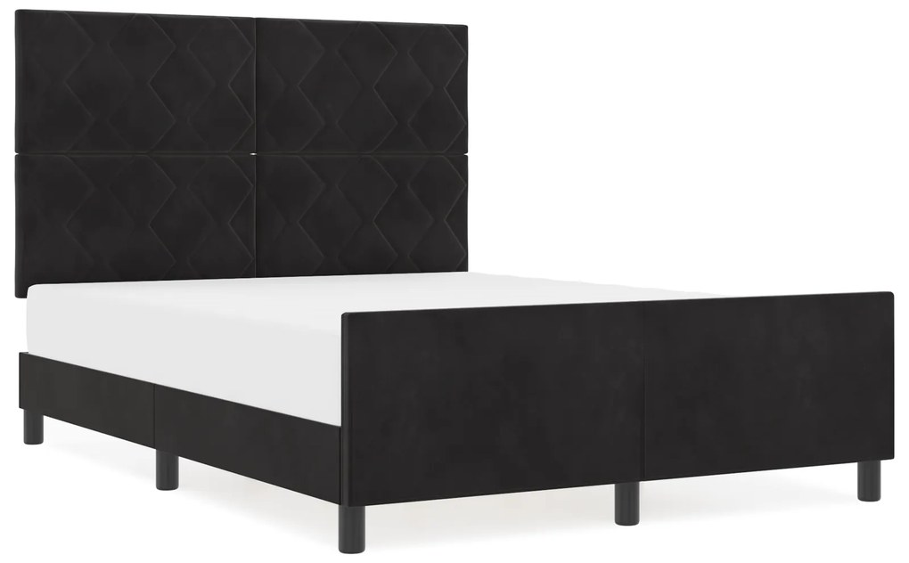 Cama vidaXL Preta 140x200 cm Veludo