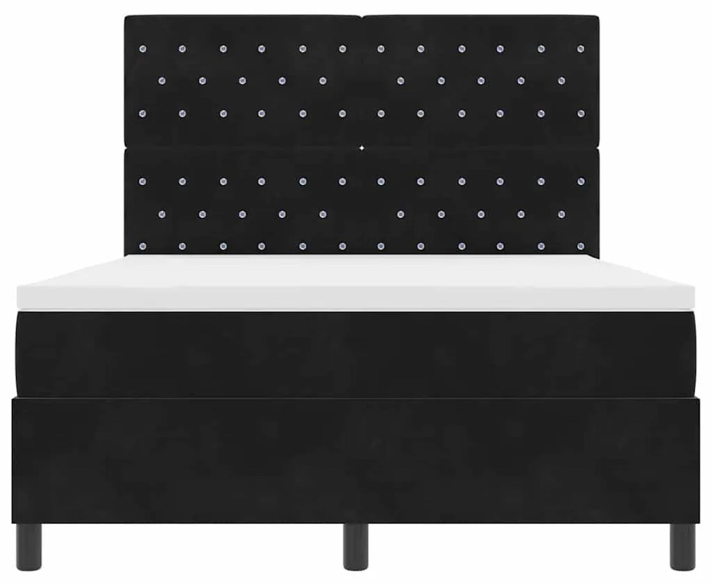 Cama Box com Colchão e LED preto 160x200 cm em Veludo