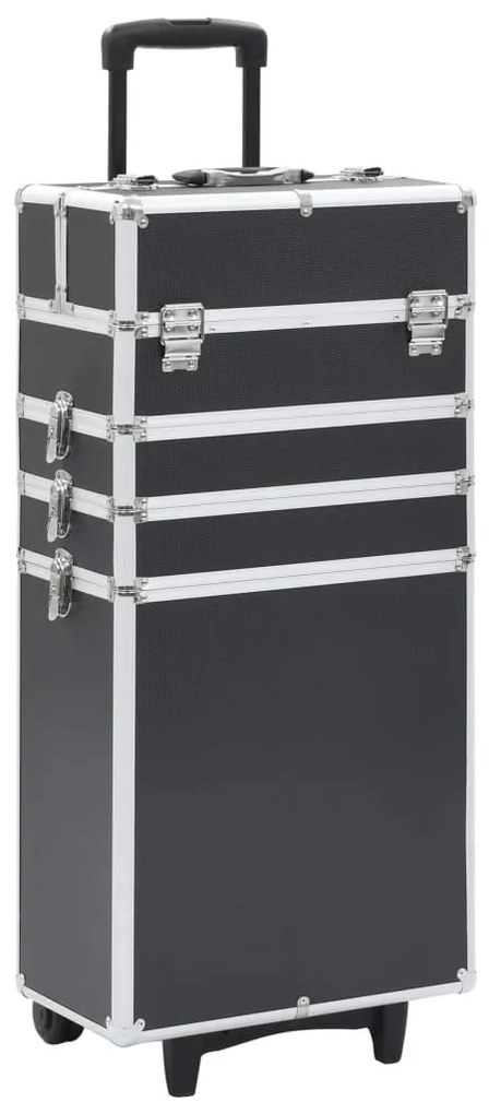 91815 vidaXL Trólei de maquilhagem alumínio preto