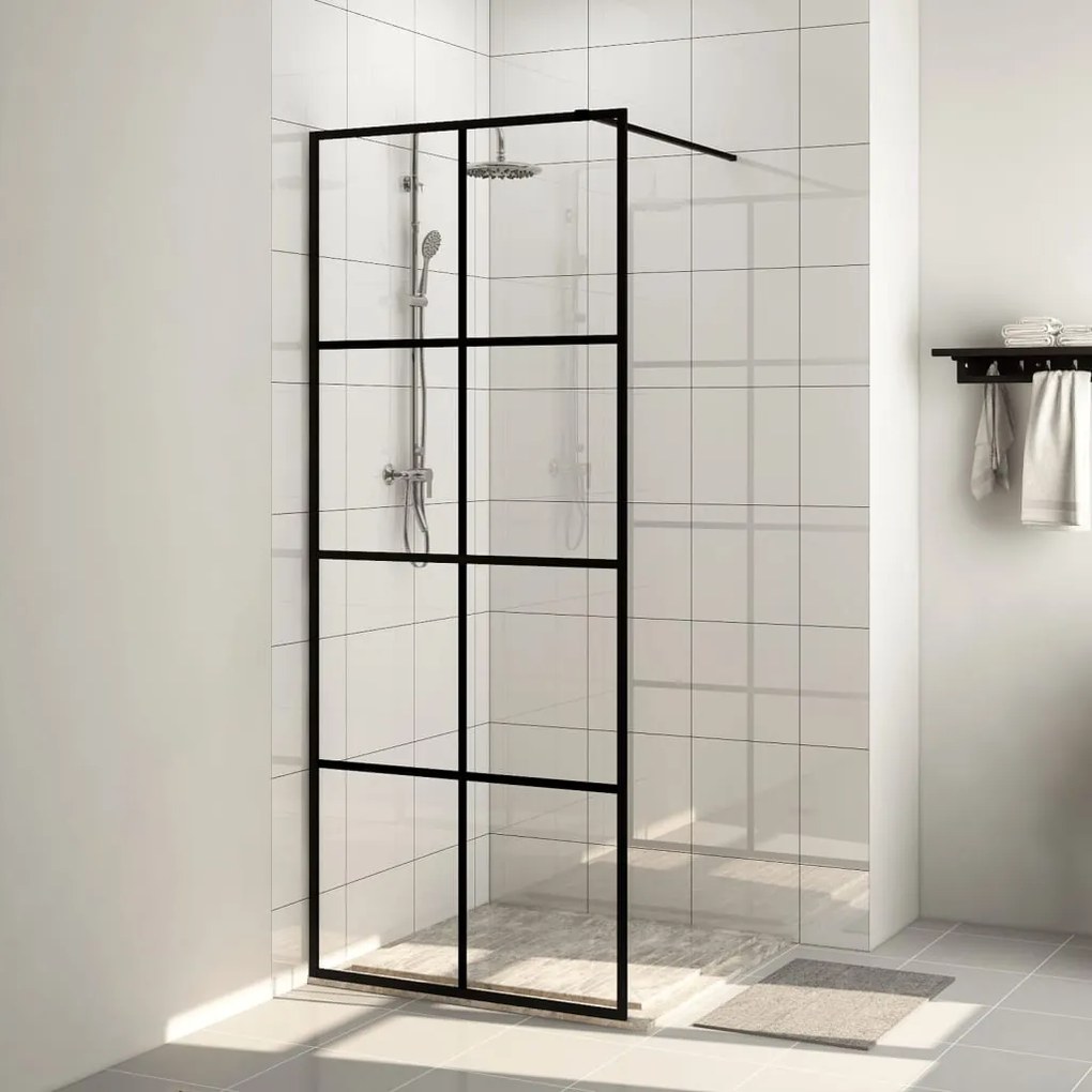 151033 vidaXL Divisória de chuveiro 80x195 cm vidro transparente ESG preto