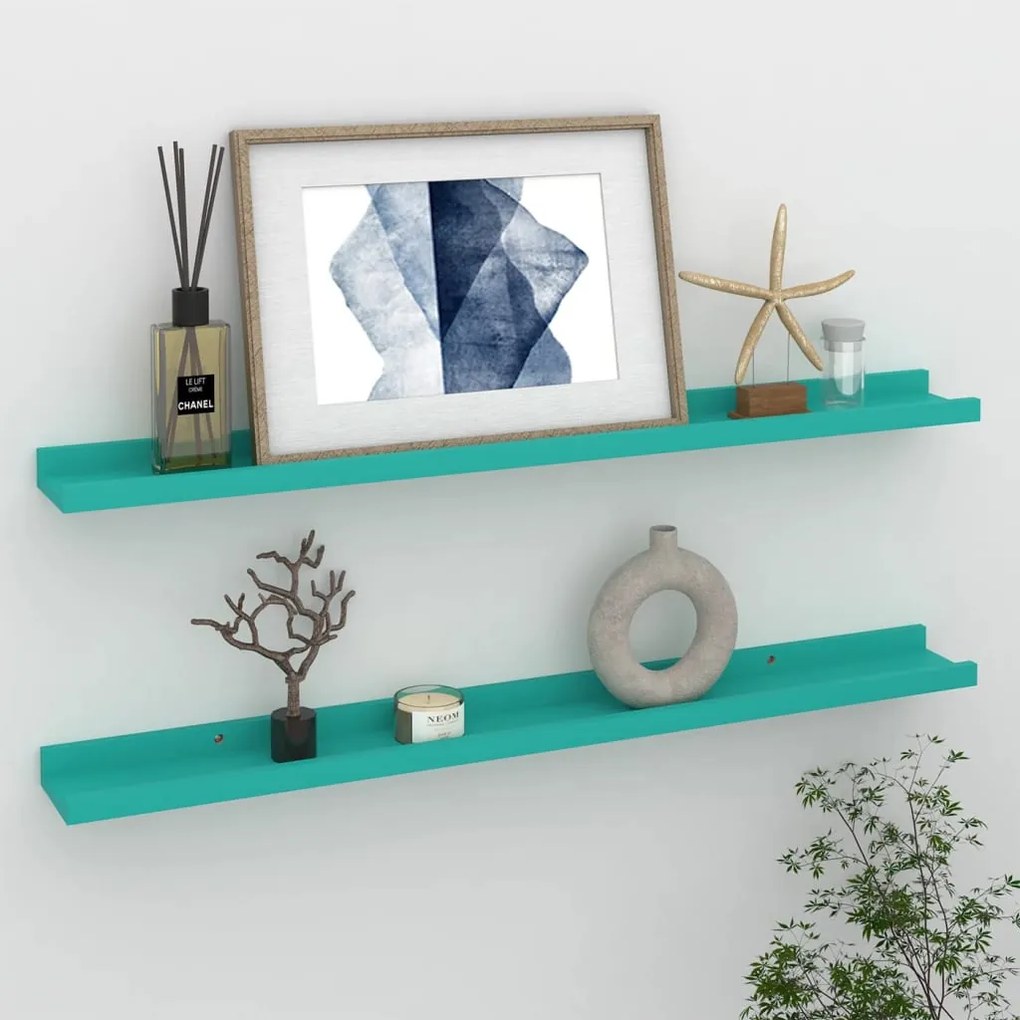 vidaXL Prateleiras de parede 2 pcs 80x9x3 cm azul