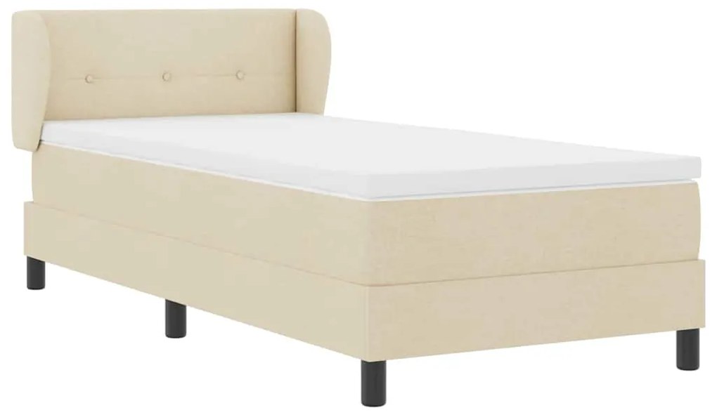 Cama Box Spring com Colchão Creme 90x200 cm Tecido