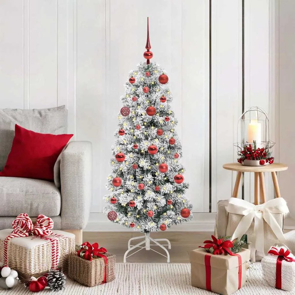 vidaXL Árvore de Natal Articulada Artificial Verde e Branco 120 cm