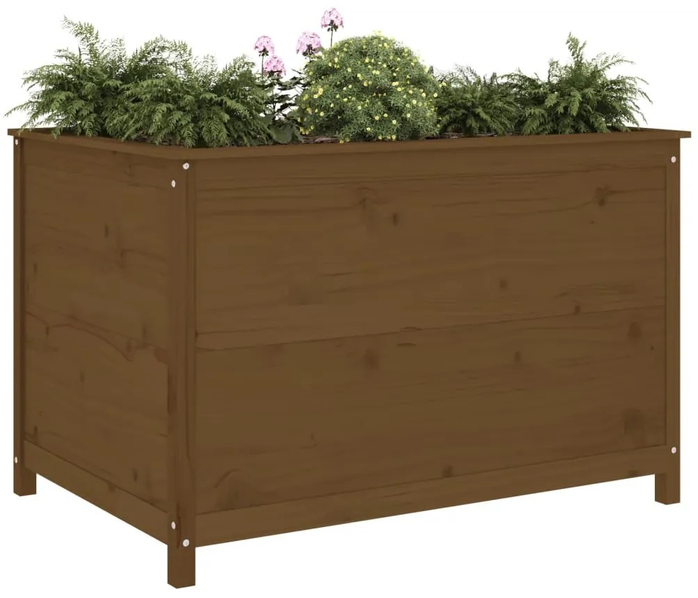 Canteiro elevado jardim 119,5x82,5x78 pinho maciço castanho-mel