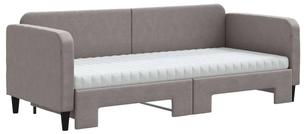 Sofá-cama c/ gavetão/colchões 80x200cm tecido cinza-acastanhado