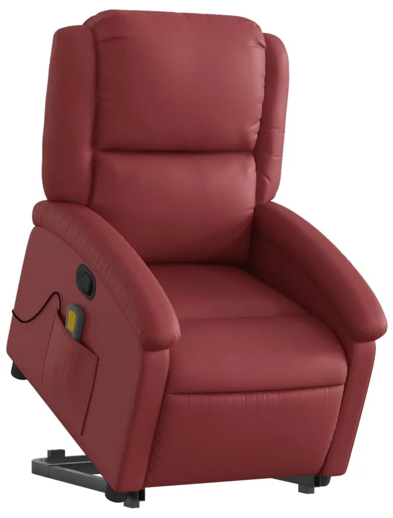 Poltrona massagens reclinável couro artificial vermelho tinto