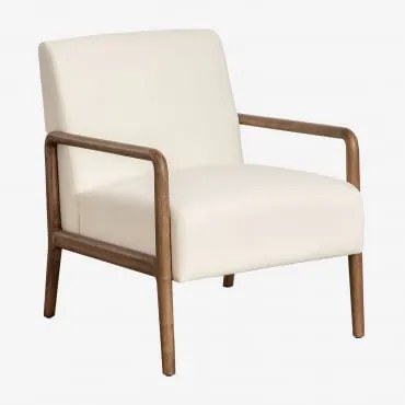 Pack De 2 Poltronas Em Madeira De Borracha Maylene Tecido Creme Bege - Sklum