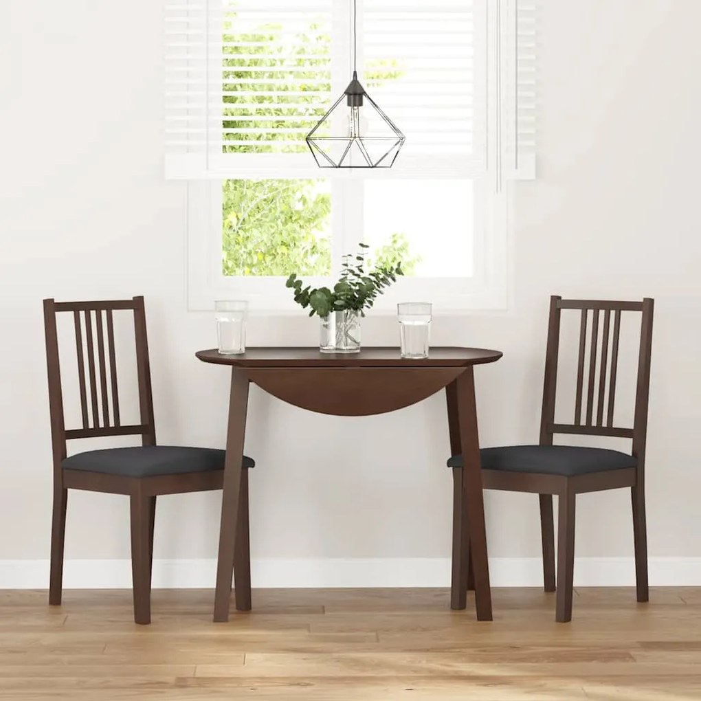 Cadeiras de jantar com almofadões 2 pcs madeira maciça castanho