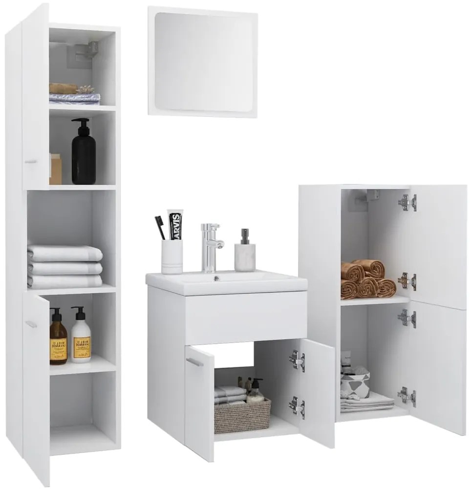 Conjunto de móveis de casa de banho contraplacado branco