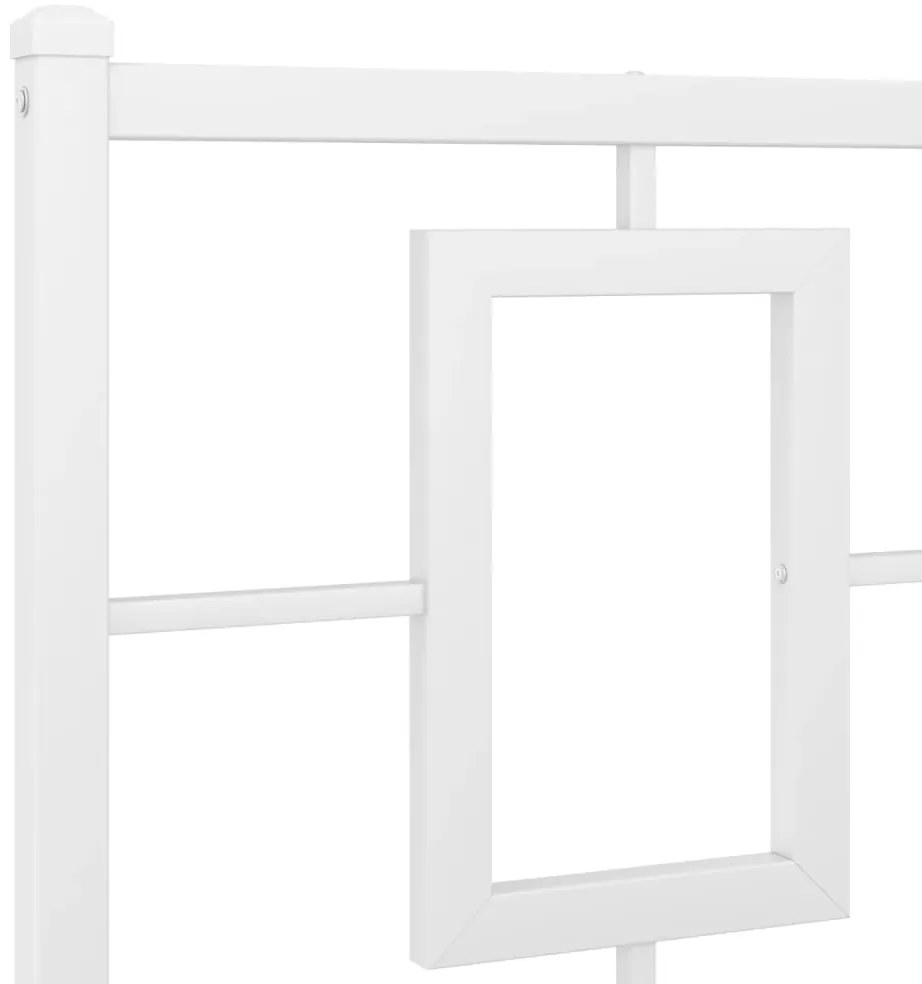 Estrutura de cama com cabeceira e pés 200x200 cm metal branco