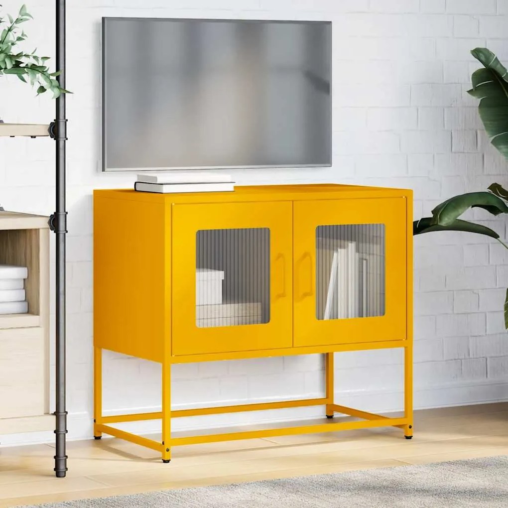 Móvel de TV 68x39x60,5 cm aço laminado a frio amarelo mostarda