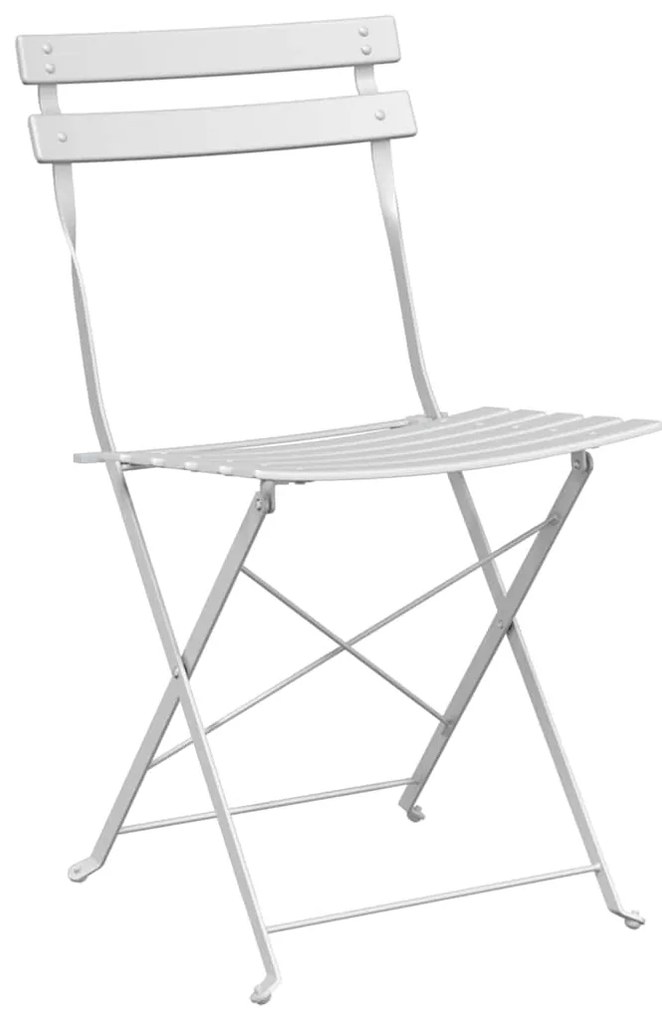 Conjunto de Bistro Dobrável de 3 Peças vidaXL Branco Aço