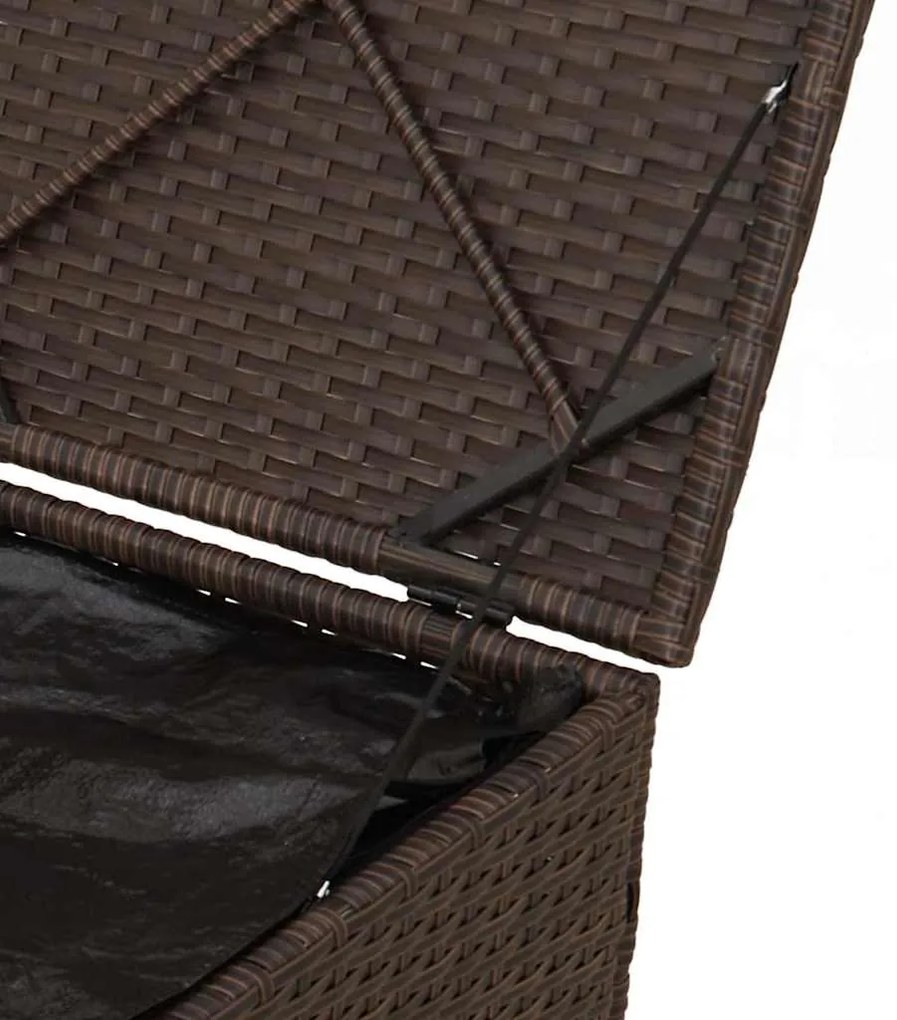 Caixa de Armazenamento Externa Marrom e Creme Rattan Médio