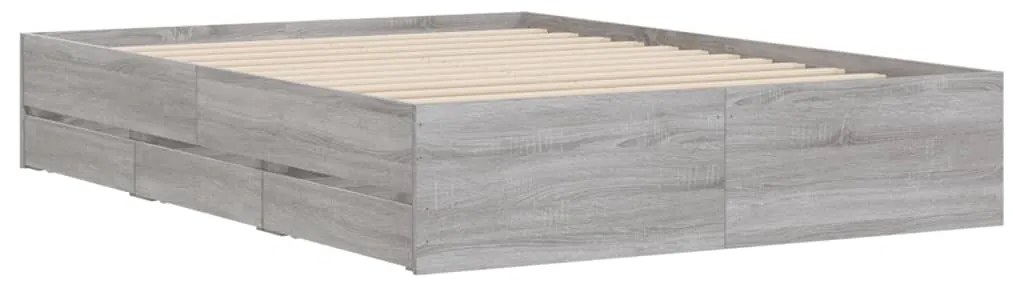 Estrutura de cama c/ gavetas derivados madeira cinza sonoma