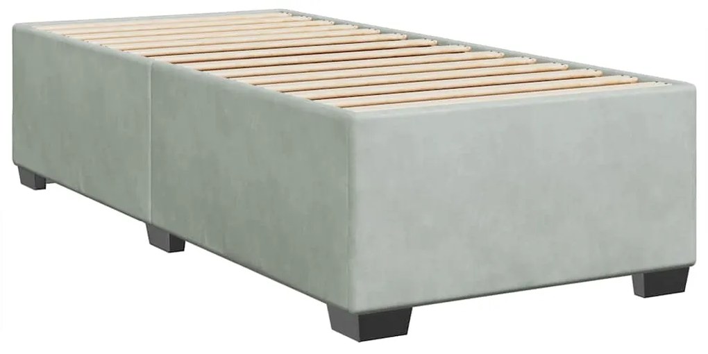 Cama com molas/colchão 100x200 cm veludo cinza-claro