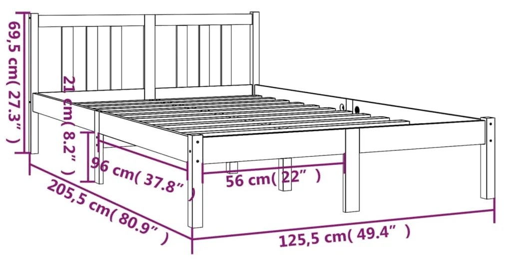 Estrutura de cama 120x200 cm madeira maciça castanho mel