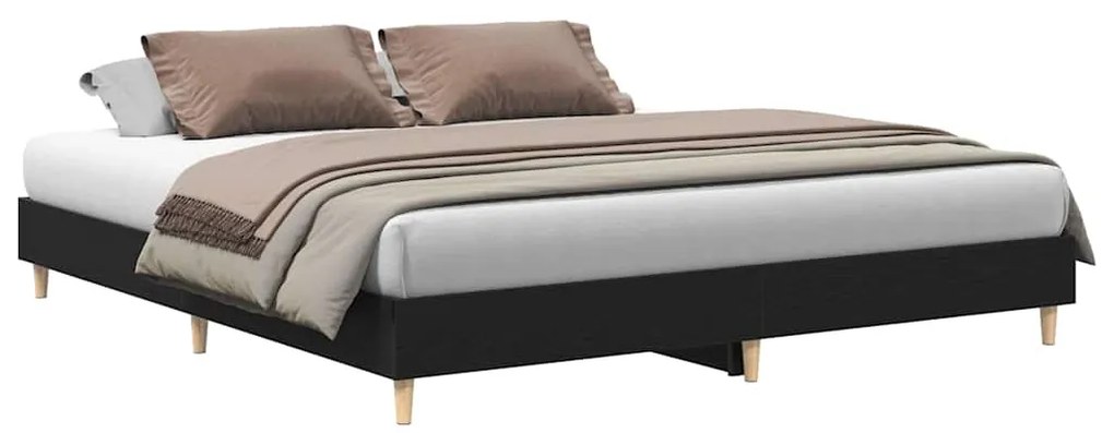 Estrutura de Cama Carvalho Preto 160x200 cm Madeira de Engenharia