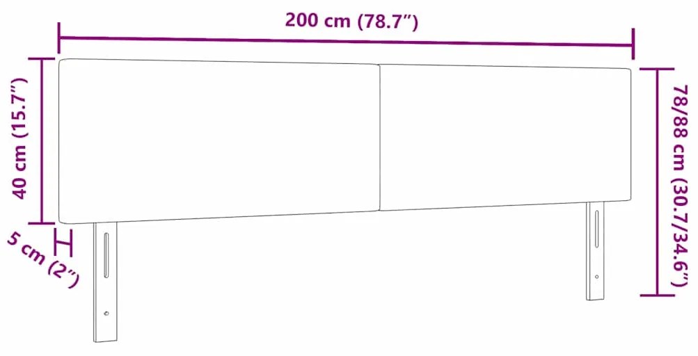 Cabeceira LED vidaXL Design Simples Verde Claro Cinza 100 cm Tecido Co