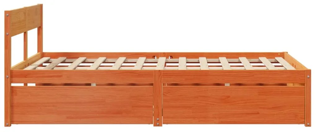Cama sem colchão 120x200 cm madeira pinho maciça castanho-mel