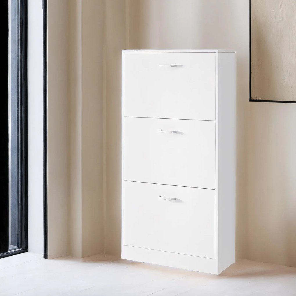 Sapateira com gavetas 60 x 24 x 120 cm branco