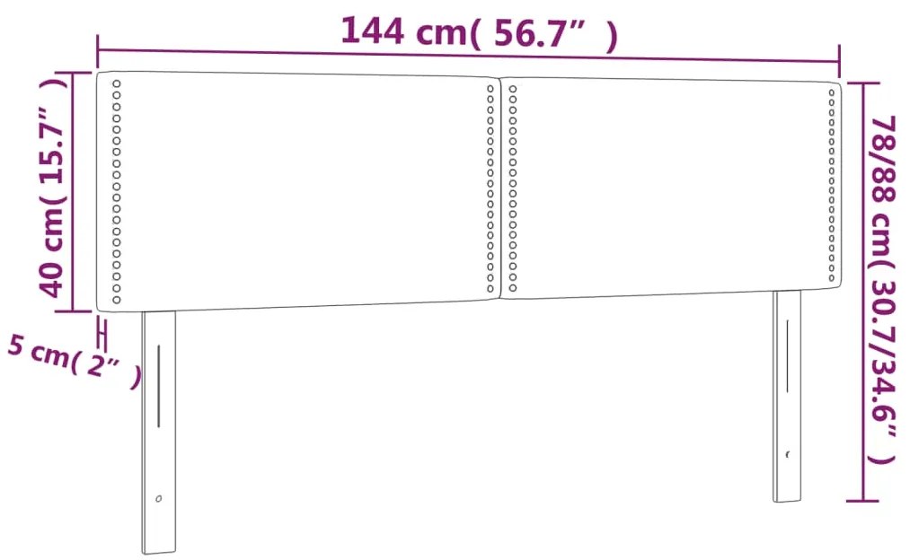 Cabeceira de cama c/ luzes LED tecido 144x5x78/88cm cinza-claro