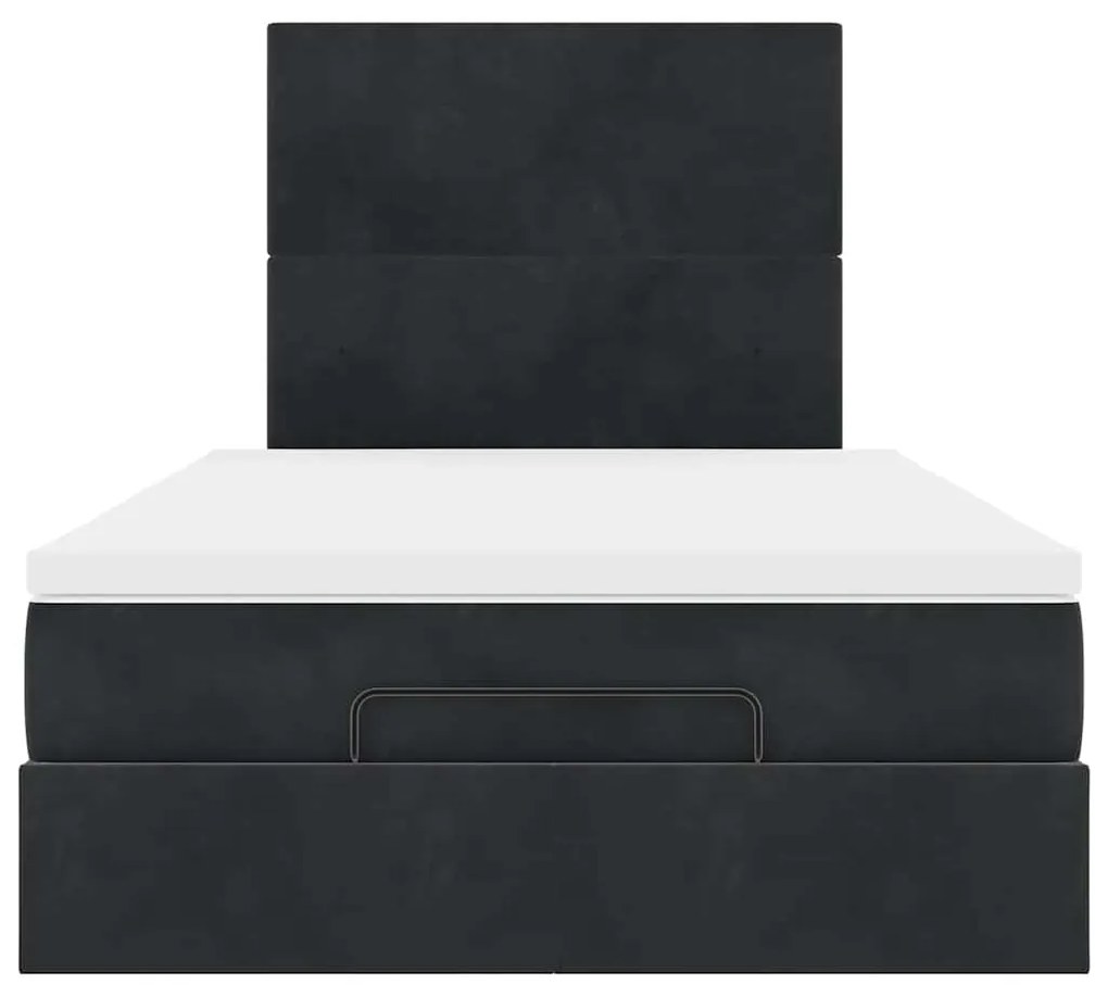 Estrutura de cama otomana com colchões 120x200 cm veludo preto