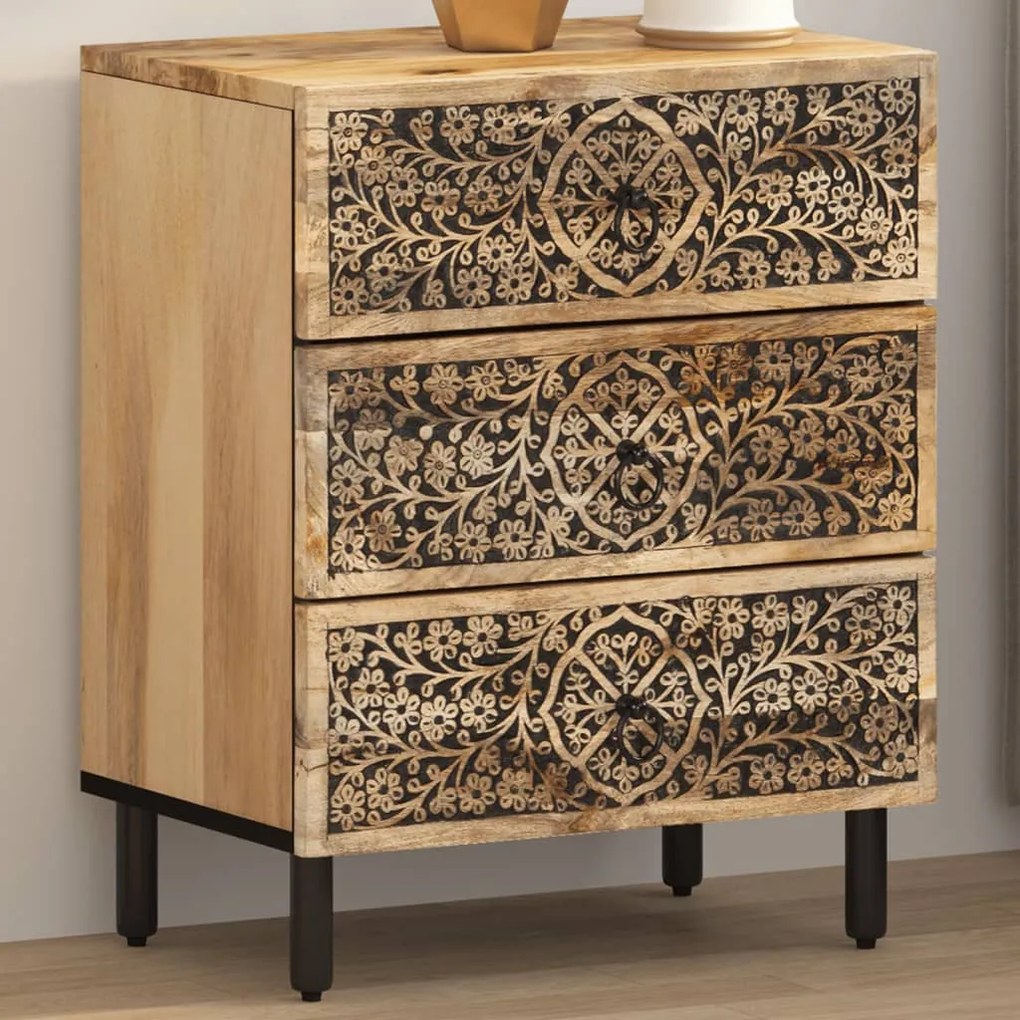 vidaXL Mesa de cabeceira 50x33x60 cm madeira de mangueira maciça