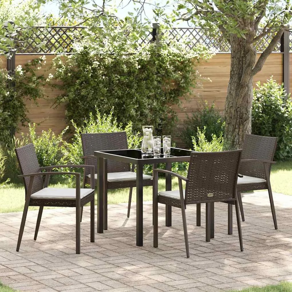 vidaXL Conjunto de Jantar para Jardim 5 pcs Castanho Rattan Sintético