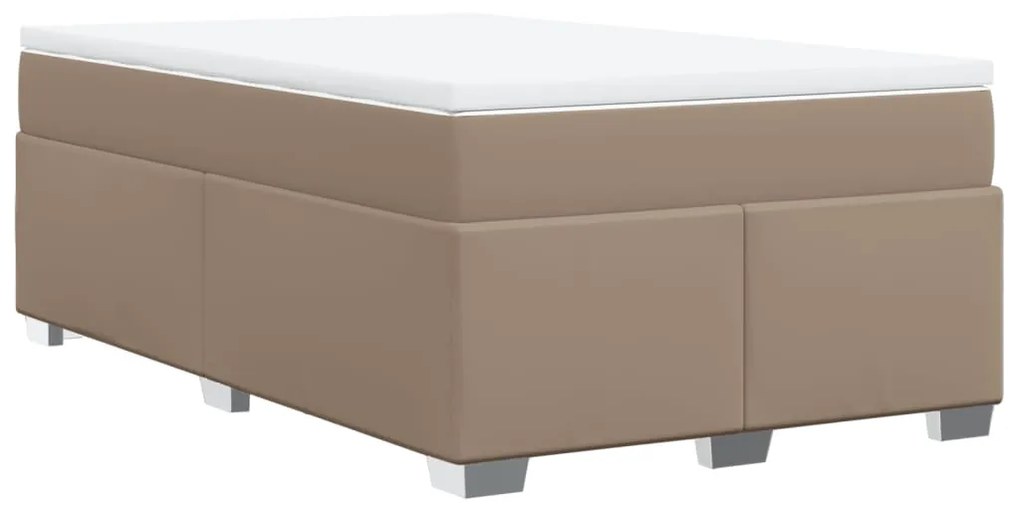 Cama boxspring c/ colchão 120x190cm couro artificial cappuccino