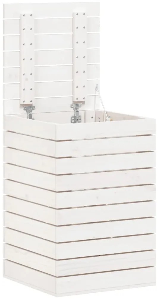 Cesto de roupa suja 44x44x66 cm madeira de pinho maciça branco